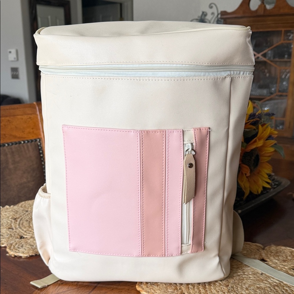 Elegant Cream and Pink Storage Backpack